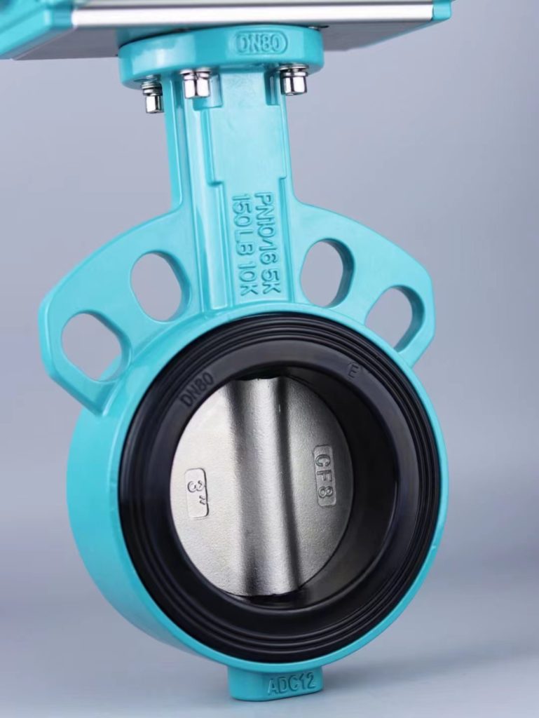 Detail picture of pneumatic wafer butterfly valve body

