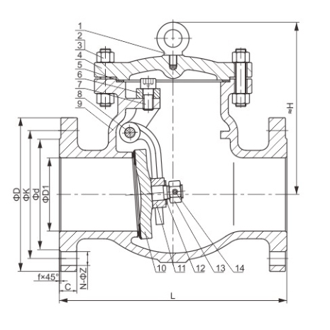 Class300 Swing Check Valve Structure diagram Swing Check Valve Structure diagram