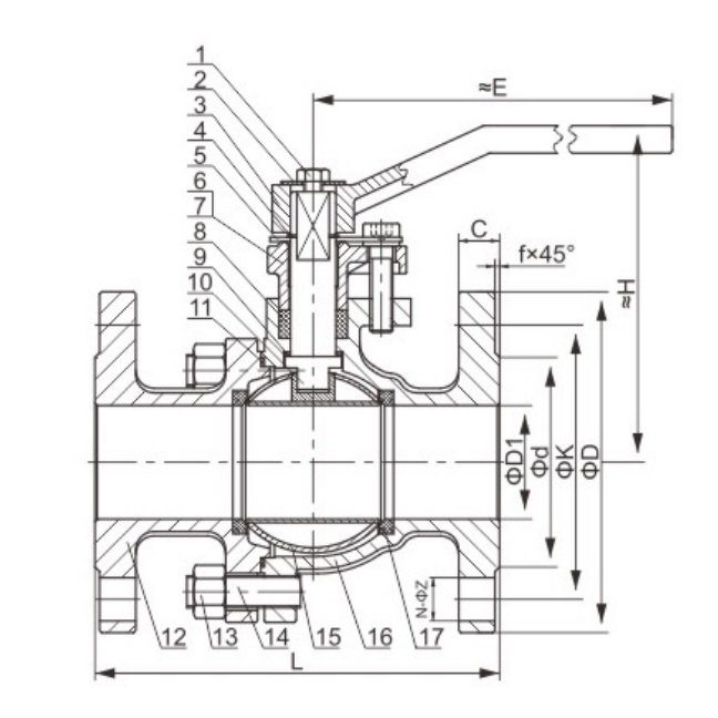 JIS 10K Ball Valve Structure Diagram JIS 10K Ball Valve Structure Diagram