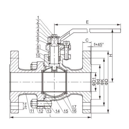 JIS 20K Ball Valve Structure Diagram JIS 20K Ball Valve Structure Diagram