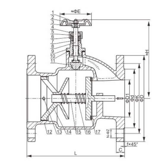JIS 20K Swing Check Valve Flanged 50A-500A Structure diagram
