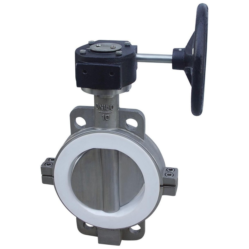 Worm gear wafer rubber lined butterfly valve D373J ductile iron NBR lined