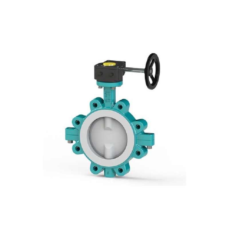 Fluorine lined lug butterfly valve PTFE FEP PFA lined for chemical pipelines