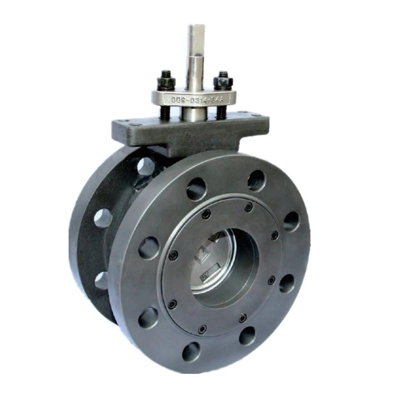 High performance double flange butterfly valve with smooth stem ISO5211 mounting